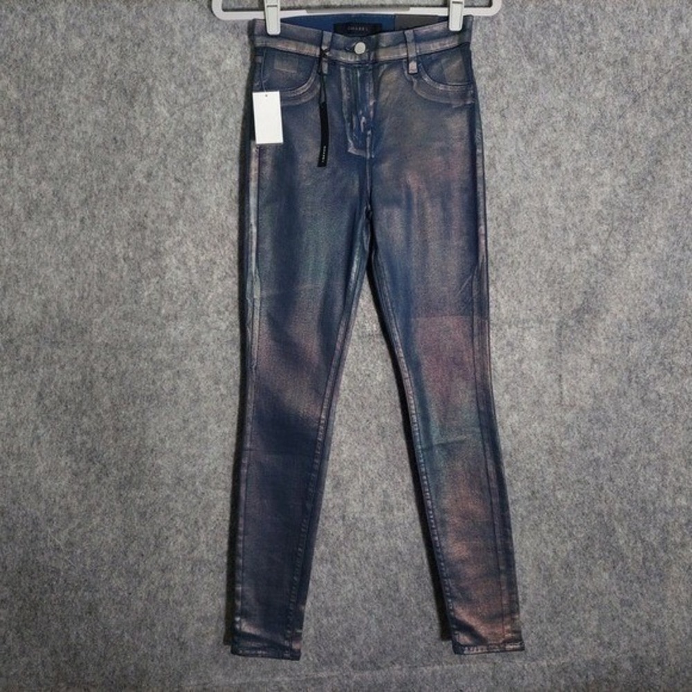 J Brand Jeans Women 25 Iridescent Coated Denim Night Out Metallic Luxe Statement